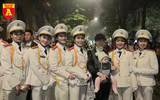 Đoàn nghi lễ Công an nhân dân biểu diễn chào mừng Kỷ niệm 75 năm ngày thành lập Quân đội nhân dân Việt Nam